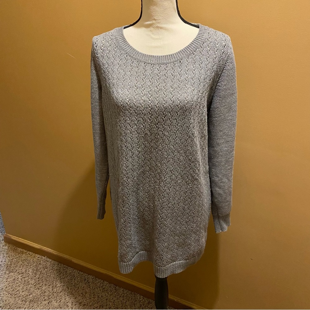 Maternity Liz Lange gray silver metallic long sleeve sweater sz XXL